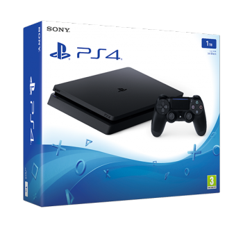 Sony PlayStation 4 Konsole Slim Jet Black (1TB) inklusive 1 Controller