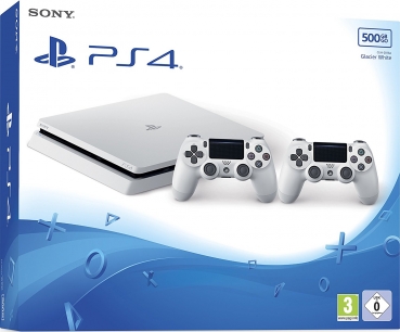 Sony PlayStation 4 Konsole Slim Glacier White (500GB) inklusive 2 Controller