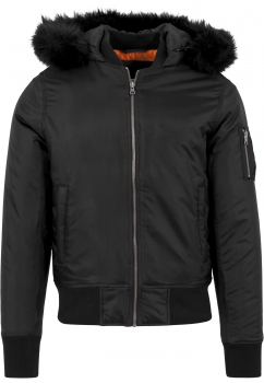 Urban Classics Bomberjacke Black mit Fell