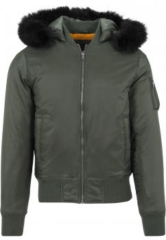 Urban Classics Bomberjacke Olive mit Fell