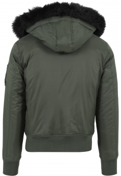 Urban Classics Bomberjacke Olive mit Fell
