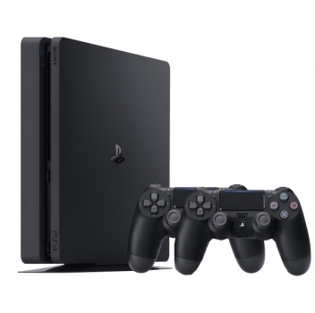 Sony PlayStation 4 Slim Jet Black (500GB) inklusive 2 Controller (Fortnite Neo Versa Bundle)