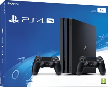 Sony PlayStation 4 Pro Konsole Jet Black (1TB) inklusive 2 Controller