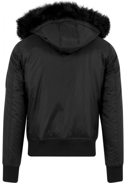 Urban Classics Bomberjacke Black mit Fell