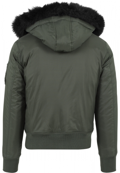 Urban Classics Bomberjacke Olive mit Fell